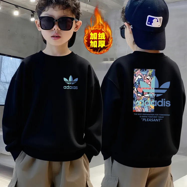 奥莱一折专区|潮童卫衣运动休闲亲子装秋冬季宽松加绒长袖打底衫