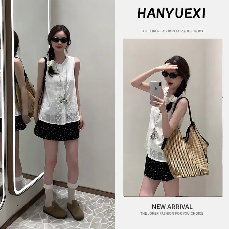 夏季一整套女装2025新款韩版遮肚显瘦减龄气质无袖上衣短裙两件套