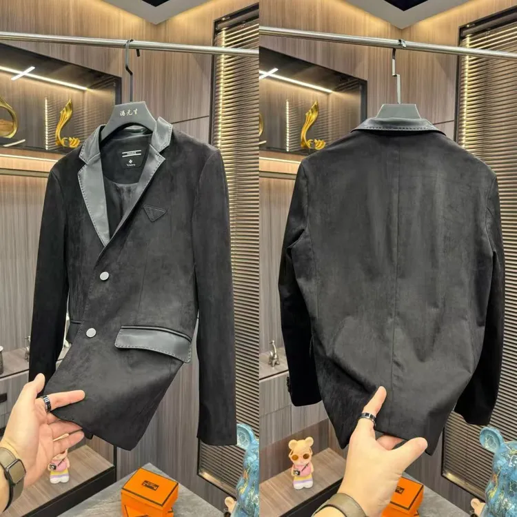 男装常规款长袖西服上装韩版西服秋季纯色修身欧货设计师商务西服