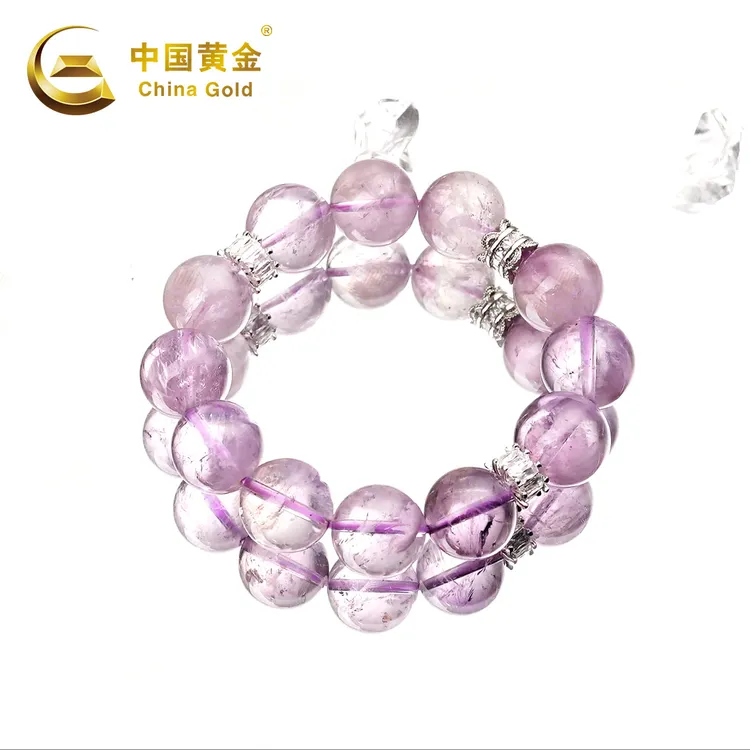 中国黄金解丁香天然水晶手串紫兔毛原石手链时尚仙女转运珠礼物