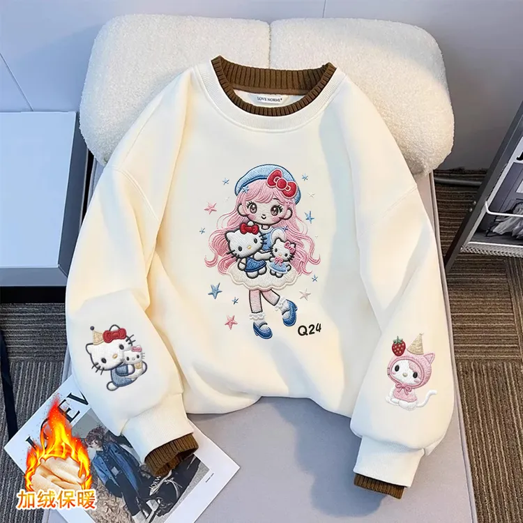 女童圆领卫衣2025新款儿童休闲印花上衣女孩秋季洋气百搭卫衣女童