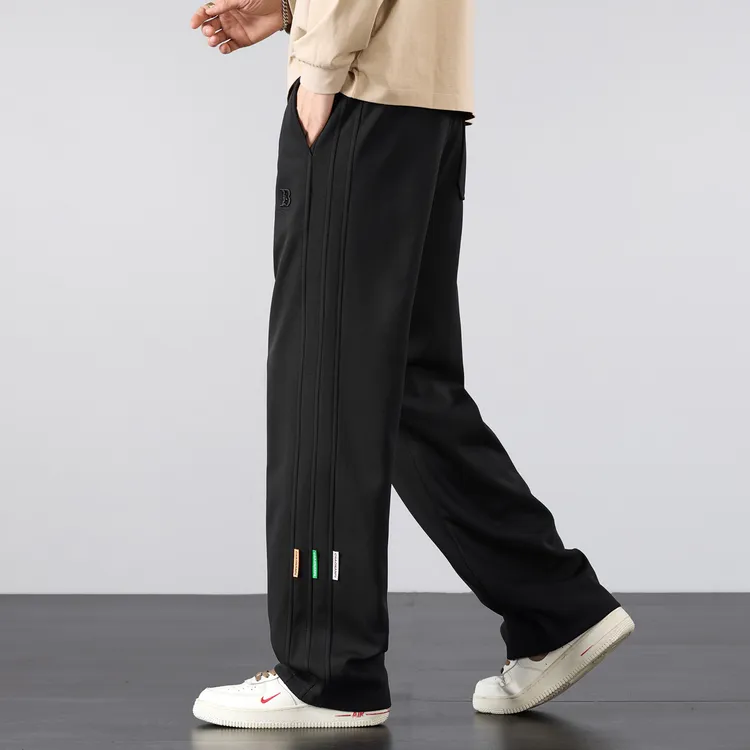秋冬新款宽松直筒男士休闲裤针织型运动长裤