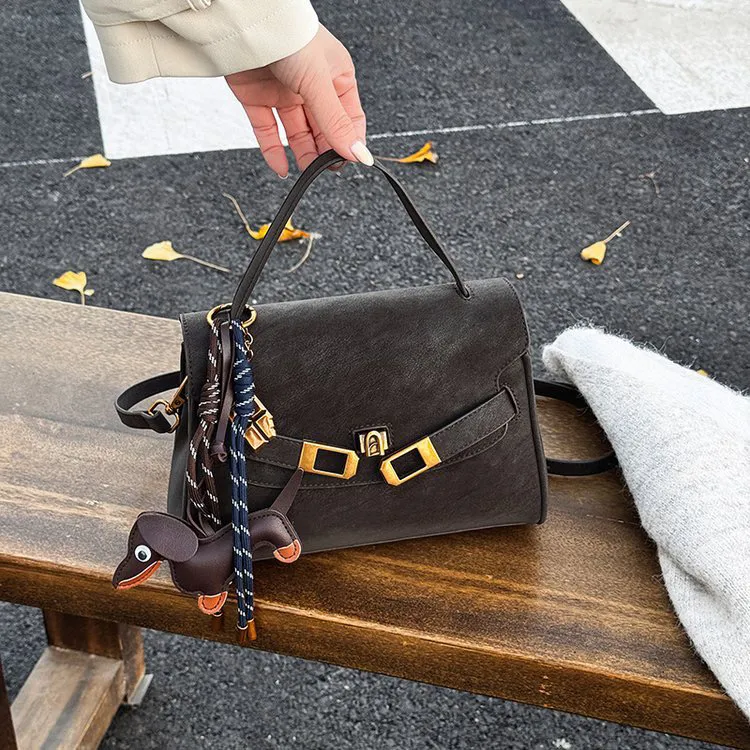 复古轻奢风新款高级小众百搭单肩斜挎大容量凯莉女包