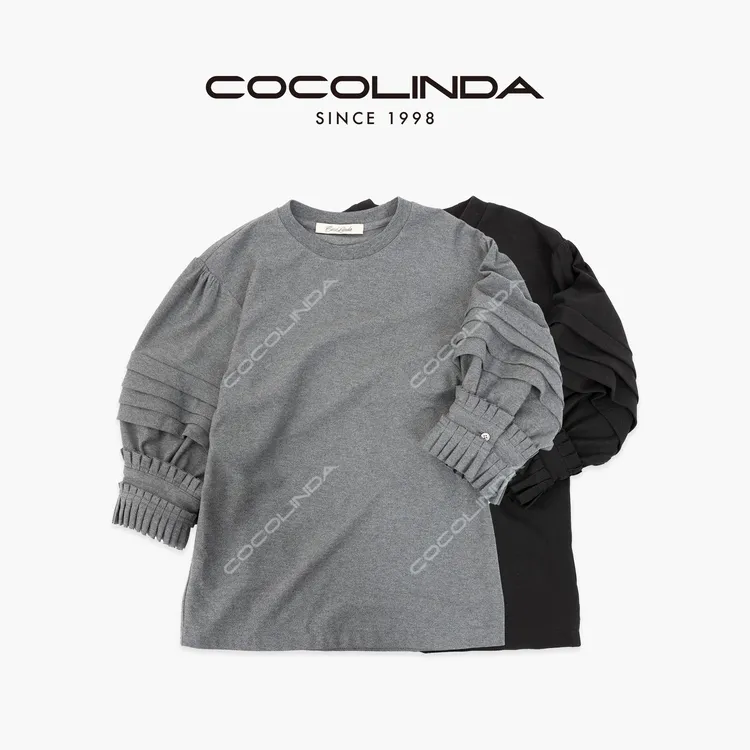 COCOLINDA  | 100%棉灯笼泡泡袖套头T恤T3660
