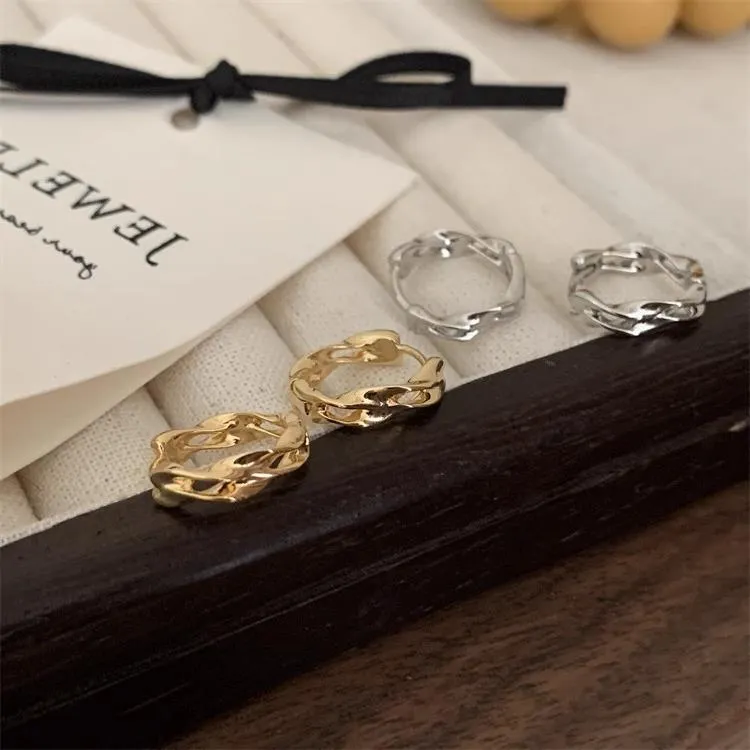 铜合金锆石耳饰 不规则扭曲耳扣夏季设计感时尚百搭耳饰品新款简