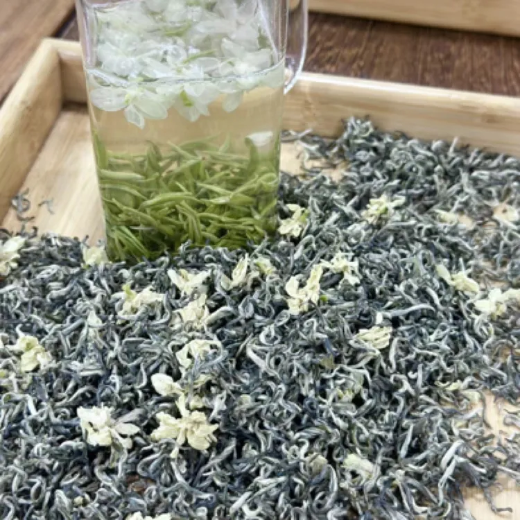 渝雅甘露飘雪茉莉飘雪茉莉花茶毛尖花茶浓香耐泡散装七月新花