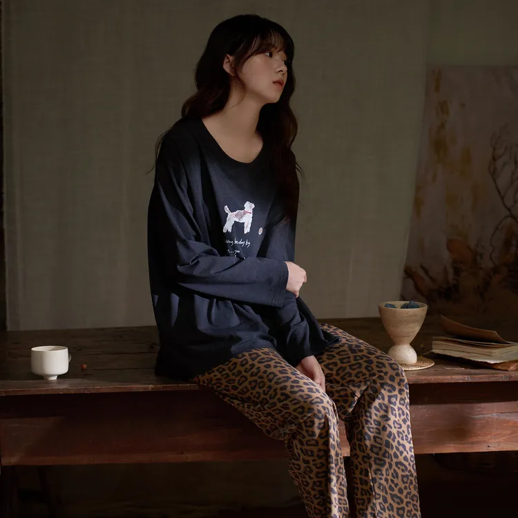 思莉太太【神鹿少女】女款睡衣2025新款爆款洋气高级感豹纹裤家居服