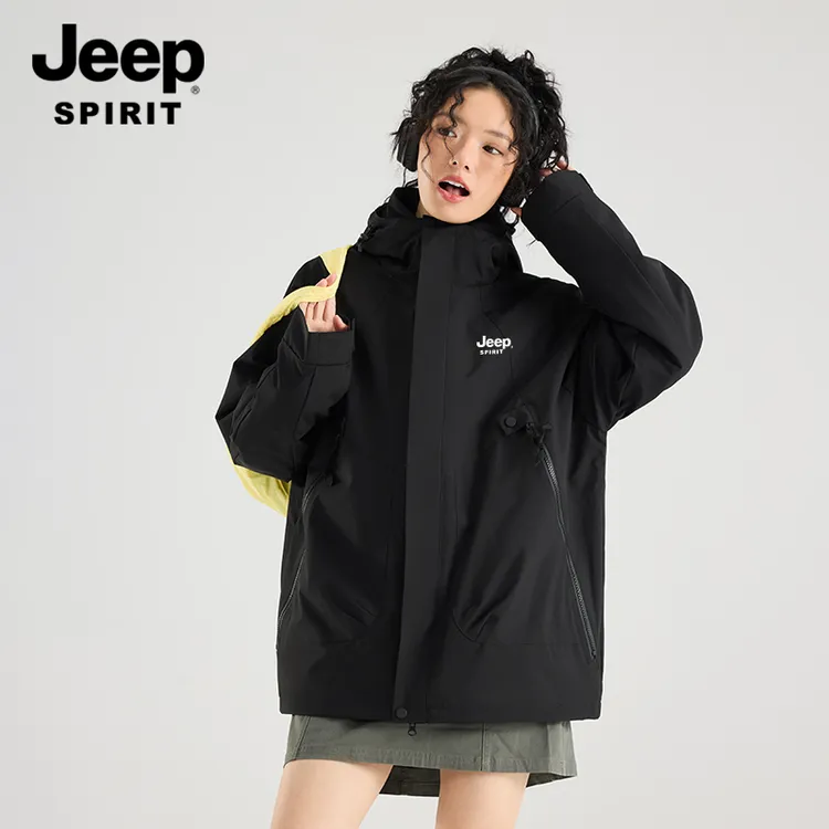 吉普JEEPSPIRIT男女同款情侣户外冲锋衣2025新款爆款三合一可拆卸