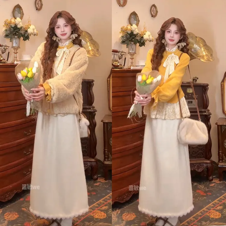 韩系穿搭套装女2026早春新款设计感小众显瘦上衣外套半身裙三件套