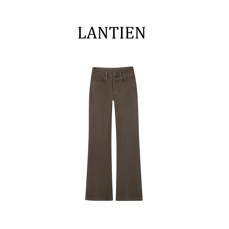 冬季新款四面弹高腰牛仔裤保暖显瘦弹力裤子休闲百搭加绒微喇裤