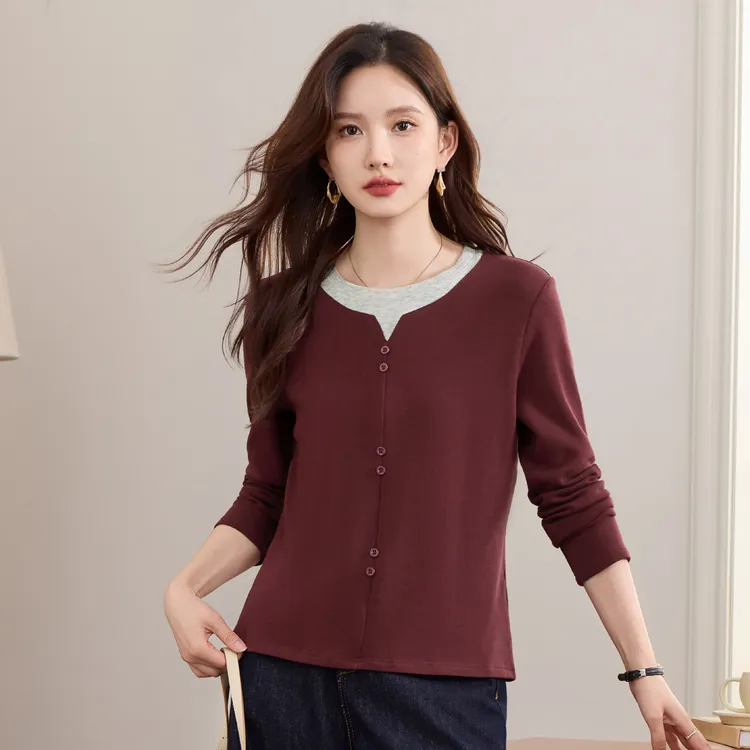 秋冬洋气保暖打底衫显瘦遮肉减龄长袖t恤时尚百搭女装精致上衣潮