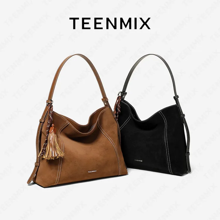 天美意2025新款简约休闲百搭大容量流浪托特包通勤单肩斜挎女包