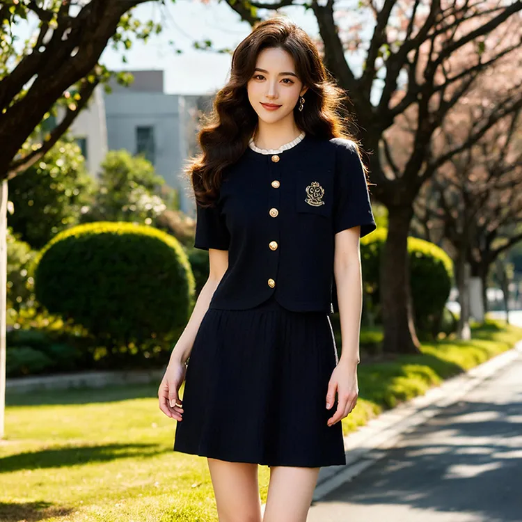 奢姿【微风情书】大码女装2025夏季减龄针织两件套胖妹妹通勤套装