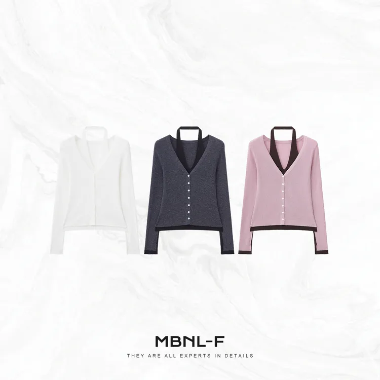 MBNL-F“挂脖打底” 羊毛16针定制保暖打底开衫 秦磊XM-XMY2693
