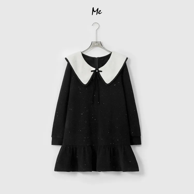 ME【巴黎少女】美利奴绵羊毛少女感满天星显瘦时尚连衣裙MESA6405