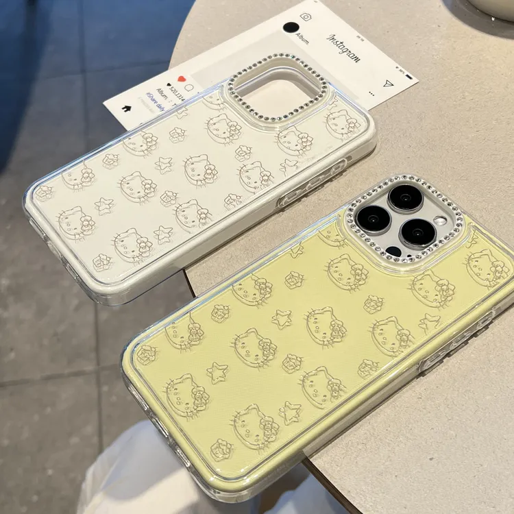 多巴胺满屏Kitty风适用苹果iphone16promax手机壳简约带钻防摔15p