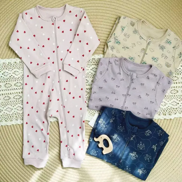 男童女爬服秋衣婴童满印长爬拉链春秋A类长袖通用