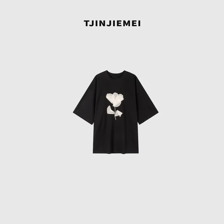 T井姐妹【百合】夏季休闲显瘦百搭宽松减龄短袖DX2505-S6212