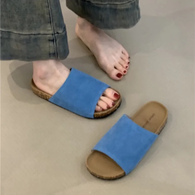 DPX-7788-3真皮森系勃肯鞋2025年夏季复古休闲沙滩一字凉拖鞋