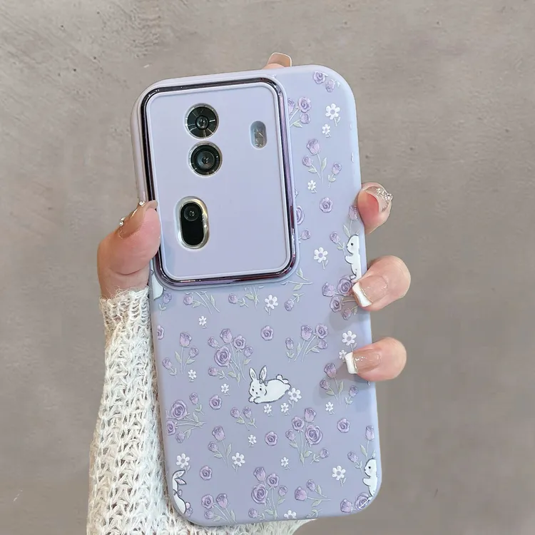 适用于opporeno11手机壳11pro紫色pjh110小清新pjj110花朵兔子女