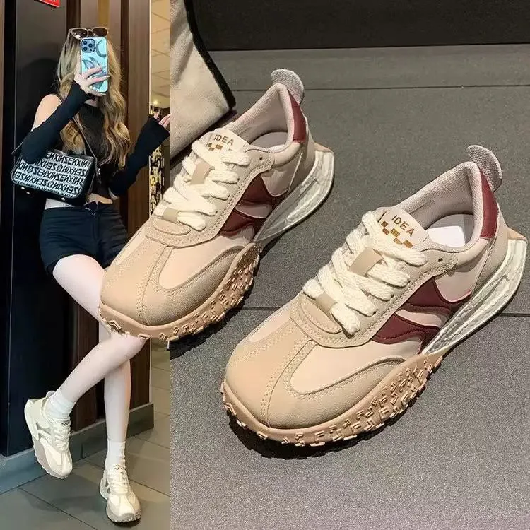 复古德训鞋女2024年秋季新款超火厚底老爹鞋女透气百搭运动休闲鞋