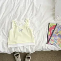 （现货）女童夏季假两件背心外穿薄款洋气小女孩无袖t恤HLYXW50063