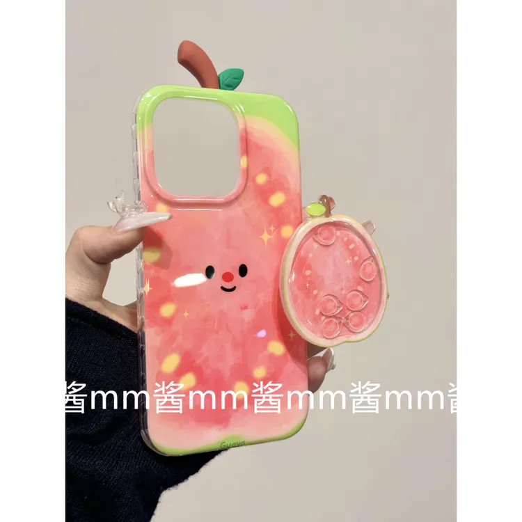 可爱笑脸满屏芭乐支架适用iphone16promax苹果15p手机壳新款14pro