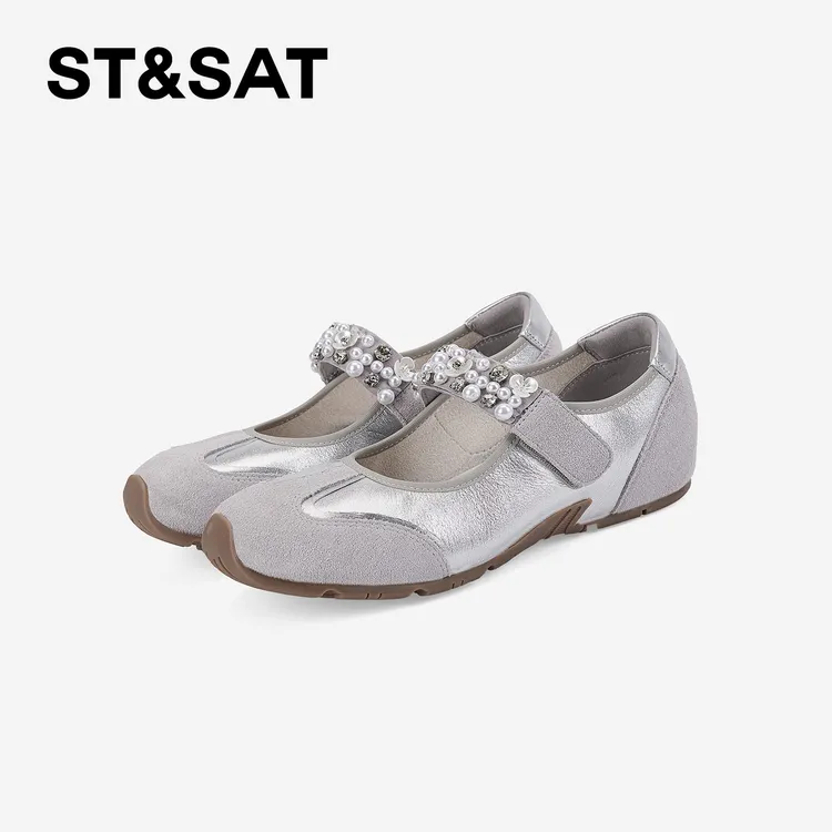 St&Sat/星期六舒适法式百搭玛丽珍鞋女浅口芭蕾风一字带圆头单鞋