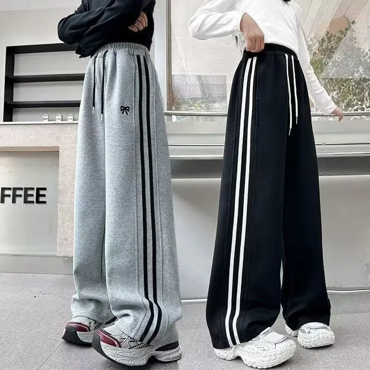 女童裤子秋季款2025新款卫裤儿童直筒运动裤大童春秋款休闲阔腿裤