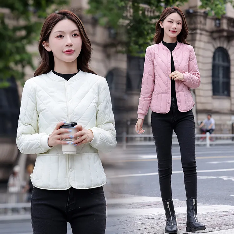 棉服女圆领内穿内胆加绒加厚百搭女士小个子棉袄外套棉服女冬季