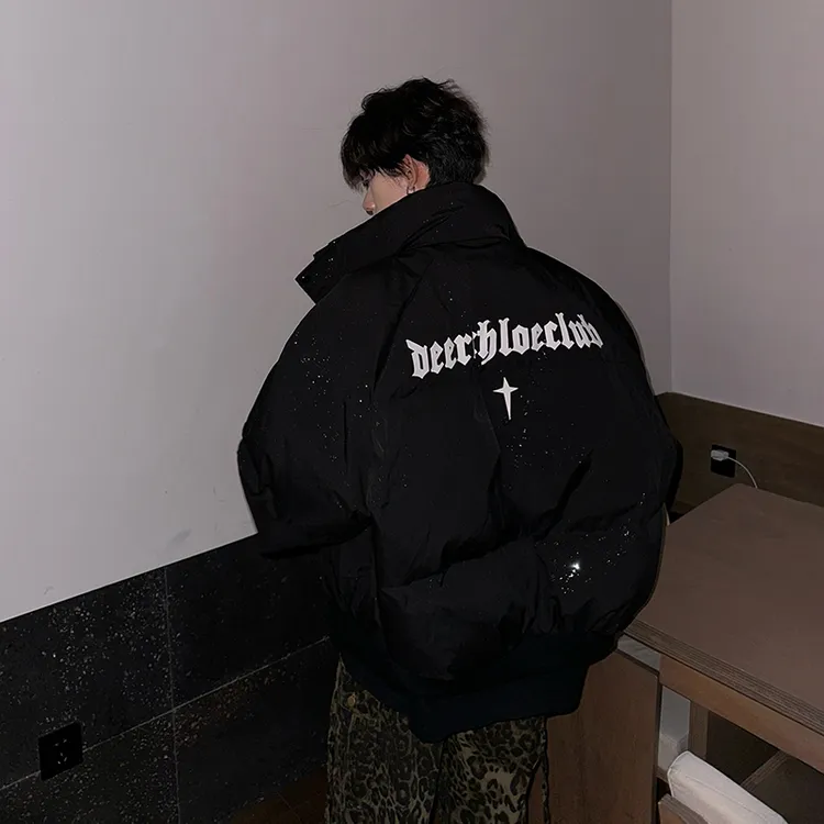 美式满天星棉服男冬季加厚vibe潮牌立领棉衣男款情侣棉袄女外套潮