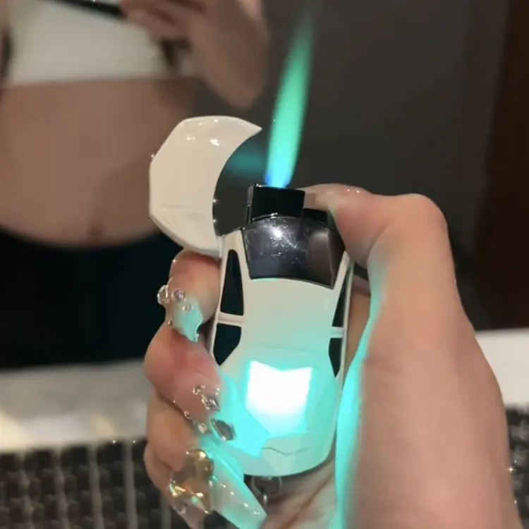 跑车绿色火焰便携渐变挂件摆件炫酷灯光迷你打火机高颜值礼物
