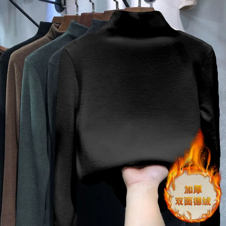 双面加厚德绒特大码300斤胖mm洋气长袖打底衫百搭舒适保暖上衣潮t