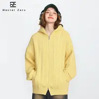 【MZ】2025秋冬渐变连帽拉链毛衣麻花针织软糯开衫男女同款MZ0053