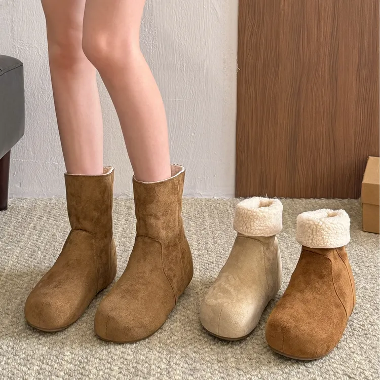 贾不假厚底软底雪地靴女款2025新款冬季加绒保暖两穿短靴品质爆款