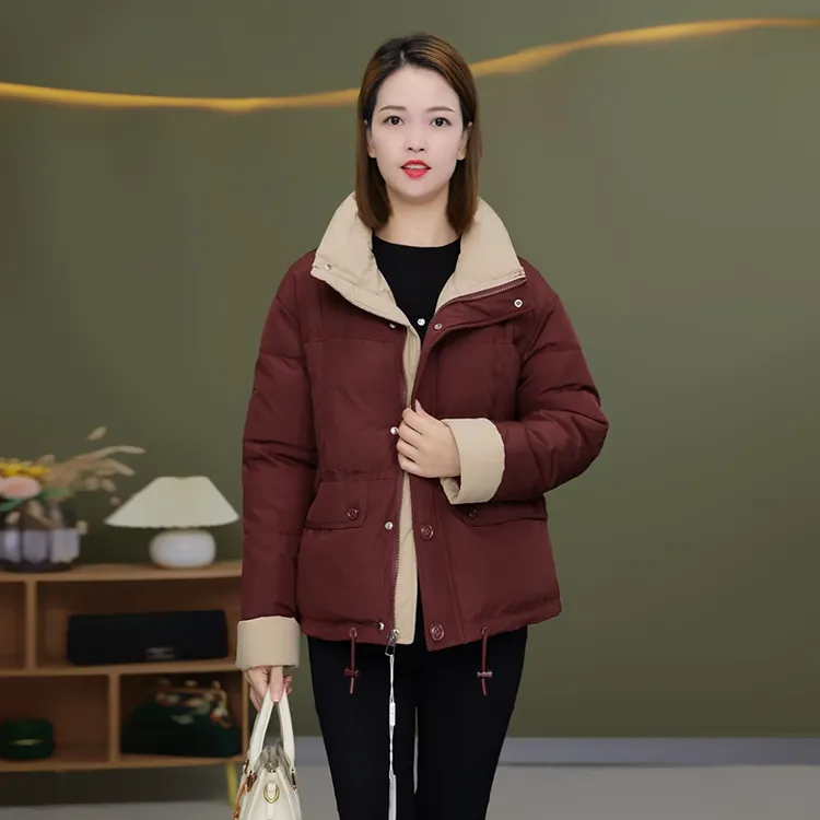 D030冬季新品中长款加厚保暖休闲棉衣外套气质时尚中年大码棉服