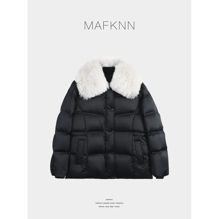 MAFKNN/玛肯时尚休闲简约纯色百搭90白鹅绒羽绒服MK13930