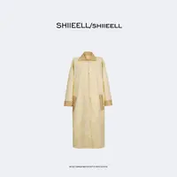 SHIIEELL【奶油风衣】重磅棉感拼接大纽扣阔版长款风衣外套Z2157