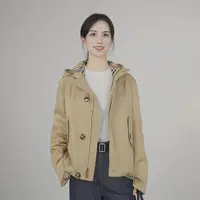 小禾【嘎巴甸风衣】棉质卡其连帽巴恩风奢华经典格纹内衬短风衣外套