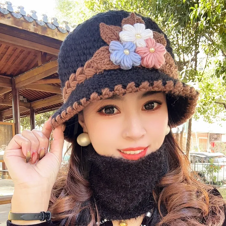 中年妈妈帽子女冬季手工保暖毛线帽老年人奶奶老人老太太秋冬棉帽