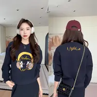 【余欢欢】秋季休闲百搭刺绣吉他小猫印花卫衣-YHW50913