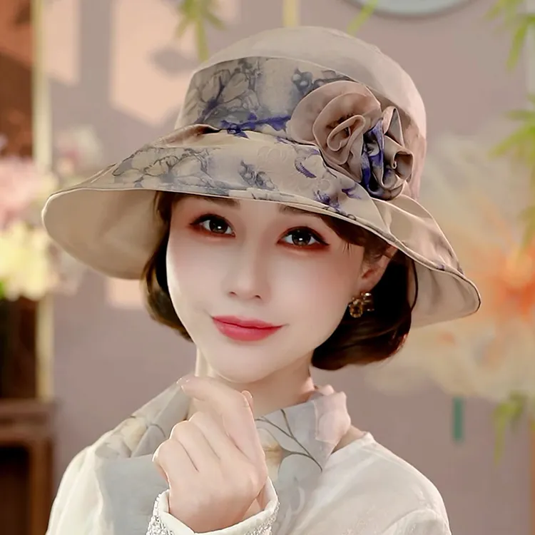 布塔防晒遮阳帽真丝大檐防紫外线桑蚕丝透气太阳帽子百搭2148