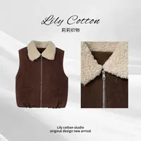 层次玩家 复古羊羔毛翻领麂皮绒百搭显瘦叠穿马甲外套XR-263773