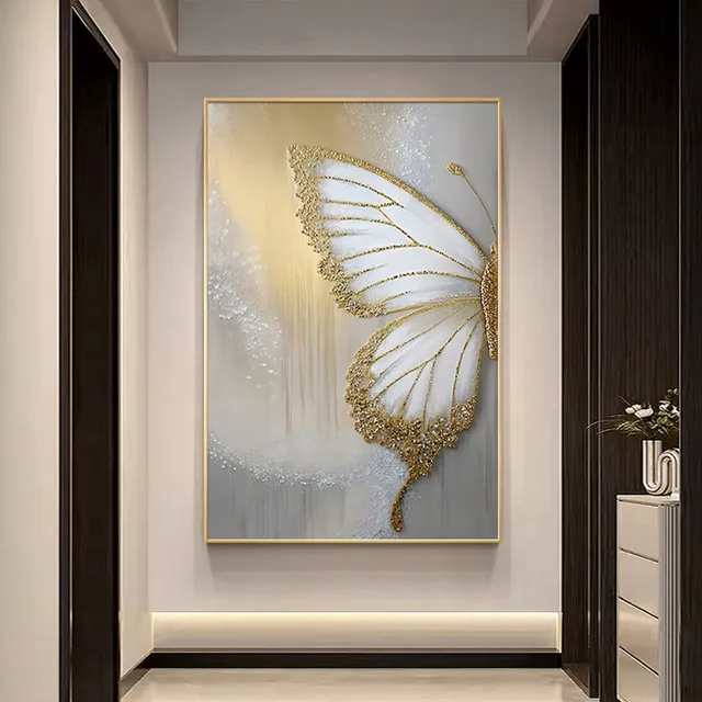 【致韬】金箔蝴蝶轻奢客厅装饰画现代沙发背景墙走廊客厅背景墙挂画
