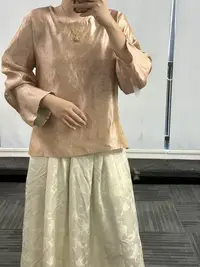 100%桑蚕丝！粉色蝴蝶流光绸极简上衣