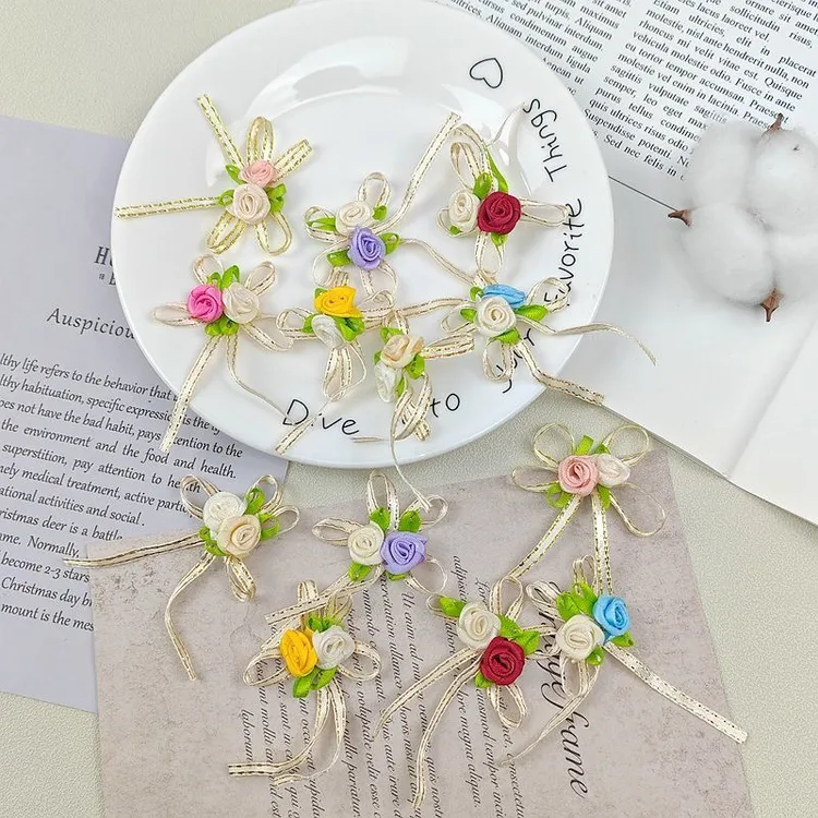 【兮子家】丝带缎带手工蝴蝶结含苞花创意饰品diy材料