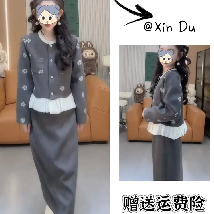 2025秋季新款时尚显瘦气质女士网红洋气两件套百搭款D23190