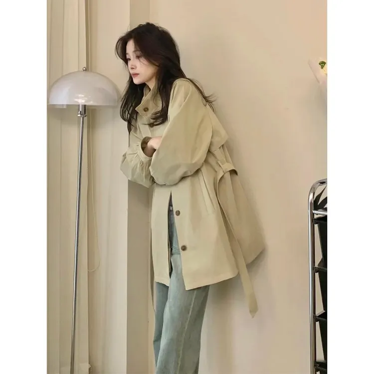 卡其色中长款风衣外套女春季新款小个子高级感超好看韩系上衣
