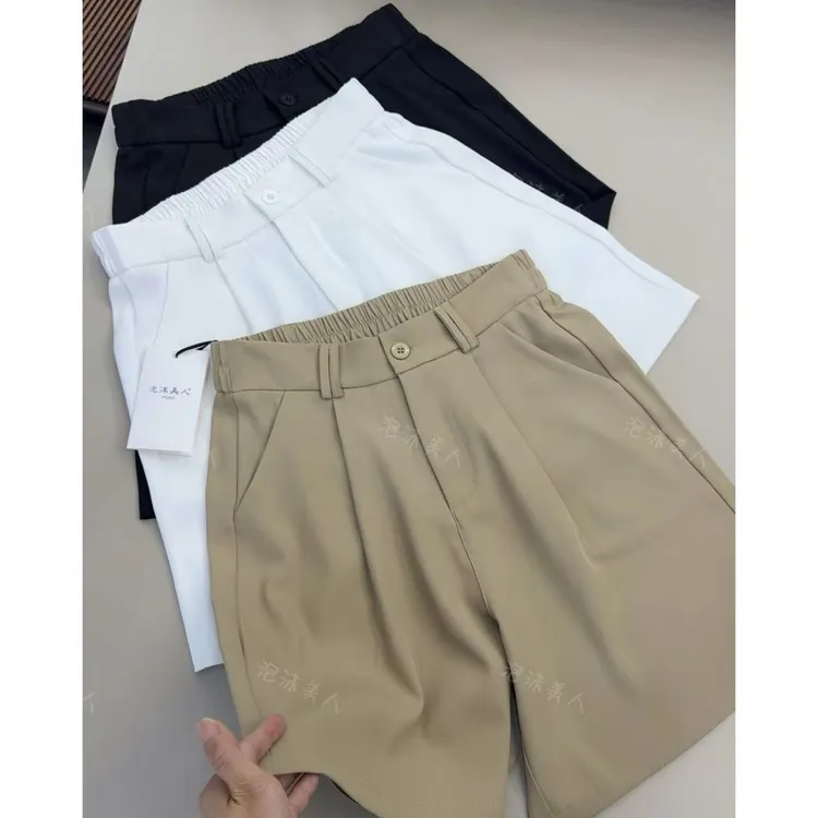 西装短裤」挺括抗皱冰感气质休闲裤女25夏季新款遮肉松紧高腰短裤