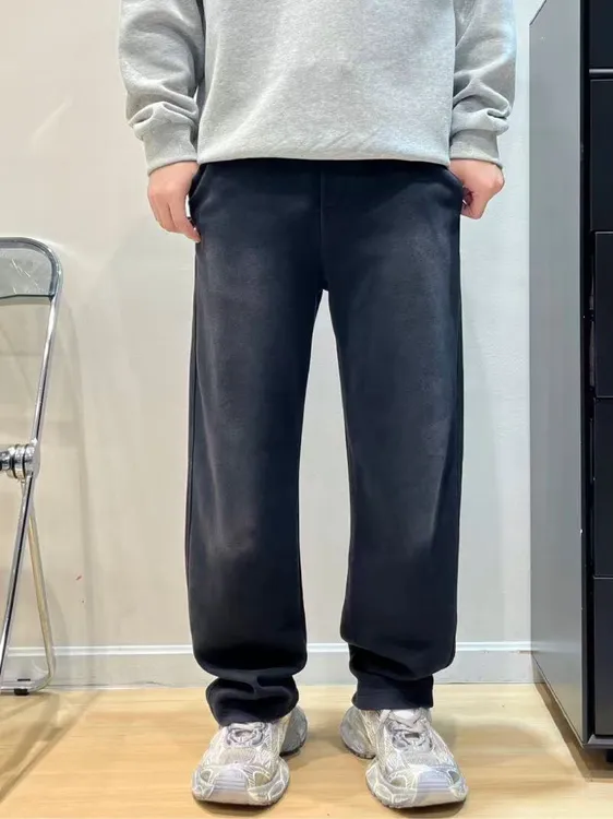 秋季新款棉感百搭舒适时尚简约休闲水洗做旧直筒休闲裤9307